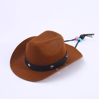 HKM-2124221 Stylish Mini Cowboy Hat for Pets - Polyester Woven Design in Multiple Colors