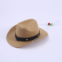 HKM-2124221 Stylish Mini Cowboy Hat for Pets - Polyester Woven Design in Multiple Colors
