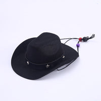 HKM-2124221 Stylish Mini Cowboy Hat for Pets - Polyester Woven Design in Multiple Colors