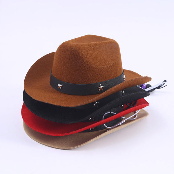 HKM-2124221 Stylish Mini Cowboy Hat for Pets - Polyester Woven Design in Multiple Colors