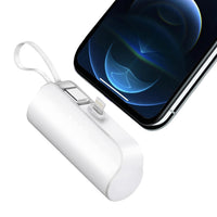 HKM-212435 5000mAh Portable Power Bank with Built-in Type-C and IOS Cable, Dual Output, Compact Design for Smartphones