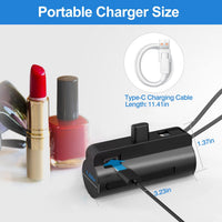 HKM-212435 5000mAh Portable Power Bank with Built-in Type-C and IOS Cable, Dual Output, Compact Design for Smartphones