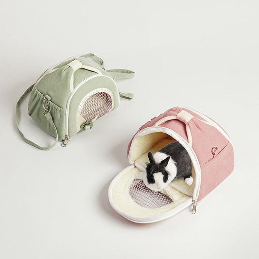 HKM-212563 Breathable Crossbody Handbag for Hamsters - Elastic Fabric in Matcha Green and Pink
