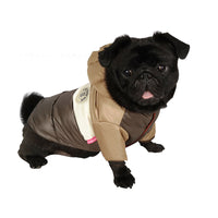 HKM-2125757 Waterproof Hooded Down Padded Jacket for Two-Legged Puppies in Brown, Pink, Navy Blue