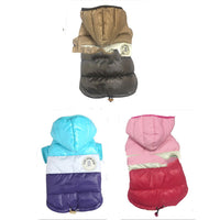 HKM-2125757 Waterproof Hooded Down Padded Jacket for Two-Legged Puppies in Brown, Pink, Navy Blue