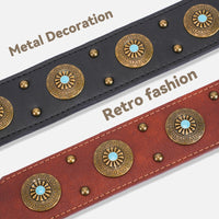 HKM-2127165 Retro Leather Dog Collar for Medium and Large Dogs in Brown and Black