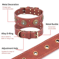 HKM-2127165 Retro Leather Dog Collar for Medium and Large Dogs in Brown and Black