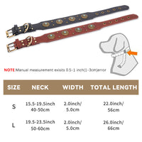 HKM-2127165 Retro Leather Dog Collar for Medium and Large Dogs in Brown and Black