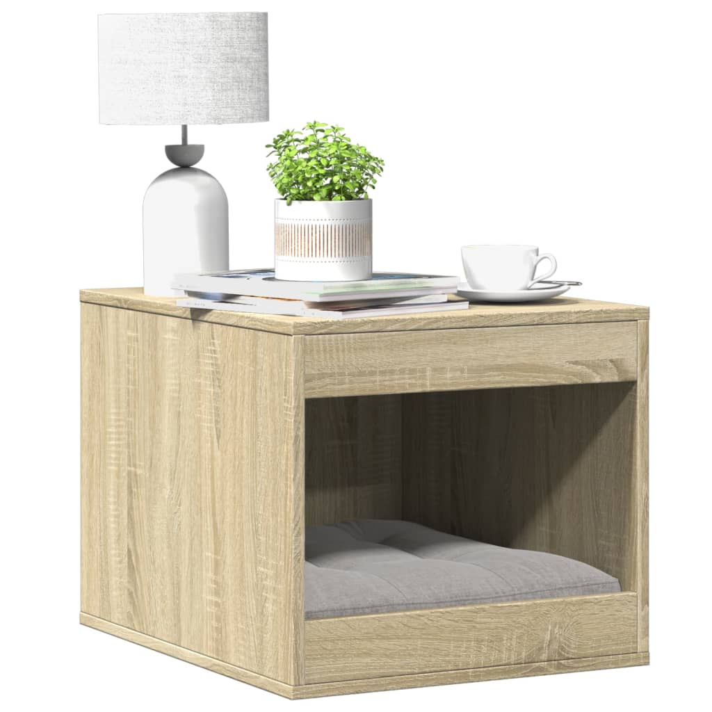 HKM-2128445 Cozy Cat Litter Box in Sonoma Oak Finish with Hidden Design, Engineered Wood, 47x59x42 cm