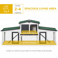 HKM-2128829 Large Gray Wooden Rabbit Hutch with Double Runs, Removable Cleaning Tray, and Asphalt Roof for Outdoor Use