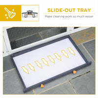 HKM-2128829 Large Gray Wooden Rabbit Hutch with Double Runs, Removable Cleaning Tray, and Asphalt Roof for Outdoor Use