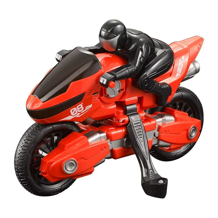 HKM-212883 2.4G Remote Control Stunt Motorcycle for Kids - 360° Rotation, Durable Red Mini Car, Indoor/Outdoor Fun
