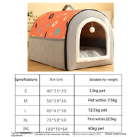 HKM-2129213 Warm Semi-Enclosed Removable & Washable Dog Kennel in Two-Color Geometric Pattern