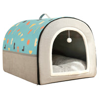 HKM-2129213 Warm Semi-Enclosed Removable & Washable Dog Kennel in Two-Color Geometric Pattern