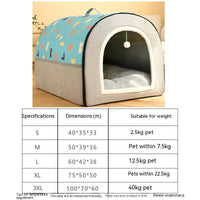 HKM-2129213 Warm Semi-Enclosed Removable & Washable Dog Kennel in Two-Color Geometric Pattern
