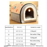 HKM-2129213 Warm Semi-Enclosed Removable & Washable Dog Kennel in Two-Color Geometric Pattern
