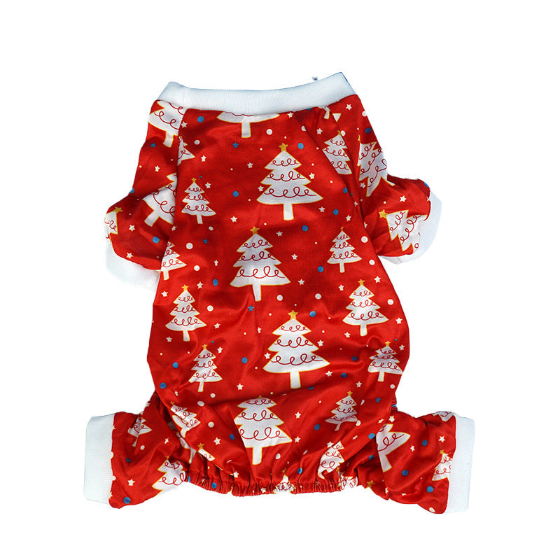 HKM-2129341 Festive Red and Green Santa Claus and Christmas Tree Dog Clothes in Sizes S, M, L, XL