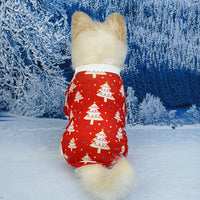 HKM-2129341 Festive Red and Green Santa Claus and Christmas Tree Dog Clothes in Sizes S, M, L, XL