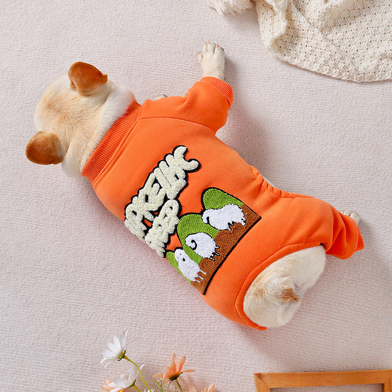 HKM-2129597 Stylish Winter Padded Four-Legged Dog Coat in Orange Cotton