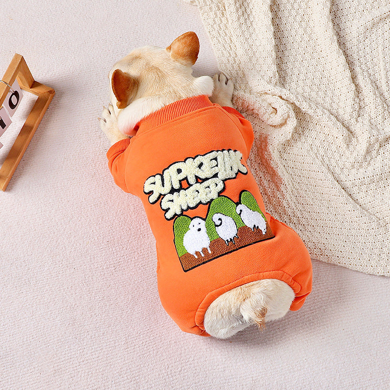 HKM-2129597 Stylish Winter Padded Four-Legged Dog Coat in Orange Cotton