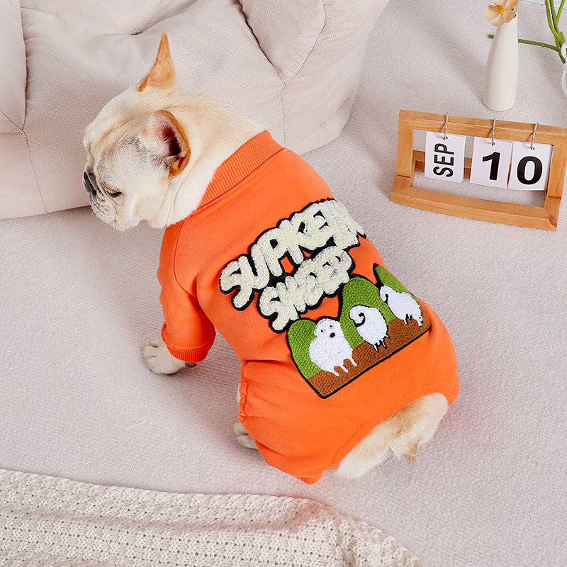 HKM-2129597 Stylish Winter Padded Four-Legged Dog Coat in Orange Cotton