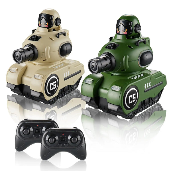 HKM-213011 2 Pack Cartoon Remote Control Battle Tanks with Laser Tag for Indoor and Outdoor Fun