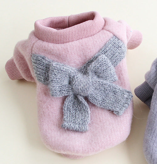HKM-213011 Casual Fleece Dog Clothes for Autumn and Winter in Gray and Lotus Root Pink