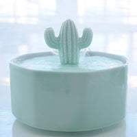HKM-2131133 Cactus Cat Drinking Fountain - Ceramic Automatic Water Dispenser with USB Pump, 2000ml Capacity