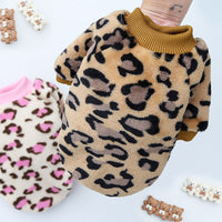 HKM-2131773 Warm Coral Fleece Pajamas for Dogs in Brown and Pink Leopard Prints
