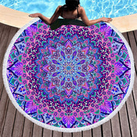 HKM-213203 Fuchsia Round Microfiber Beach Towel - 150 cm Diameter, Lightweight & Versatile for All Seasons