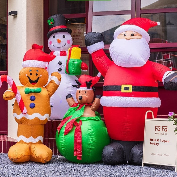 HKM-213331 Luminous Christmas Outdoor Decoration Set with Cartoon Figures and LED Lighting