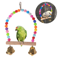 HKM-213459 Colorful Wooden Parrot Climbing Ladder with Bells and Hanging Hook