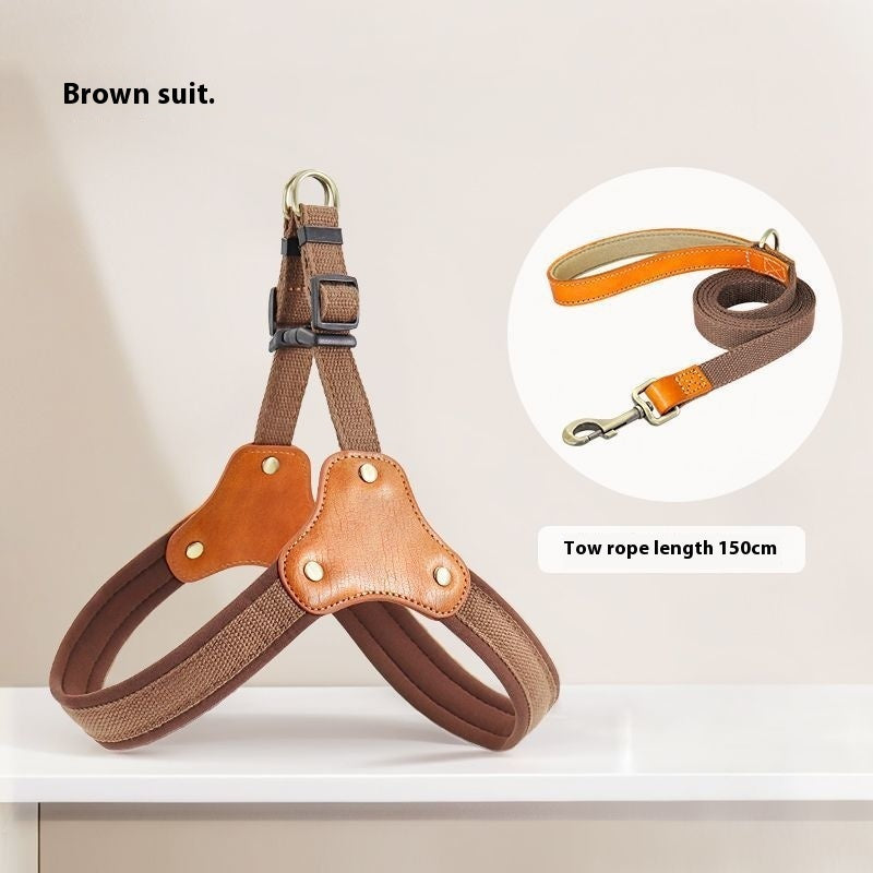 HKM-2134717 Small Dog Breast Collar and Leash Set for Bichon and Other Pets