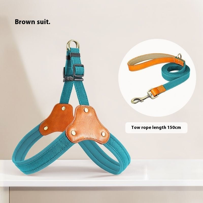 HKM-2134717 Small Dog Breast Collar and Leash Set for Bichon and Other Pets