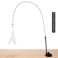 HKM-2135741 Suction Cup Cat Toy with Bell and Feather Wand in Various Colors