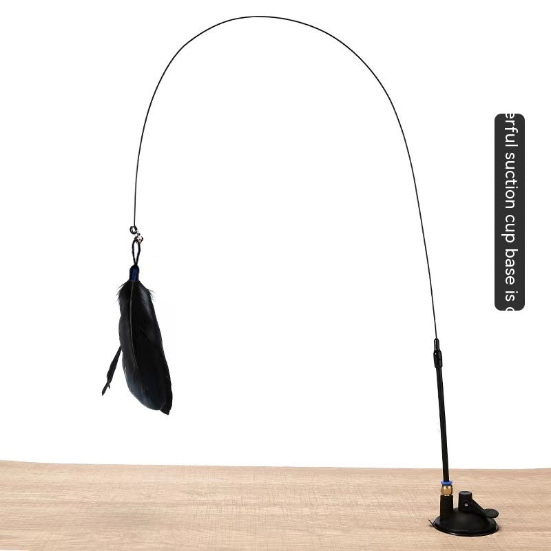 HKM-2135741 Suction Cup Cat Toy with Bell and Feather Wand in Various Colors