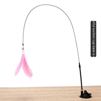HKM-2135741 Suction Cup Cat Toy with Bell and Feather Wand in Various Colors