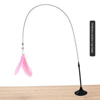 HKM-2135741 Suction Cup Cat Toy with Bell and Feather Wand in Various Colors