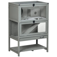 HKM-2136381 5-Tier Hamster Cage with Openable Top, Three Ladders, Storage Shelf, and Glass Front for Small Pets