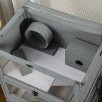 HKM-2136381 5-Tier Hamster Cage with Openable Top, Three Ladders, Storage Shelf, and Glass Front for Small Pets