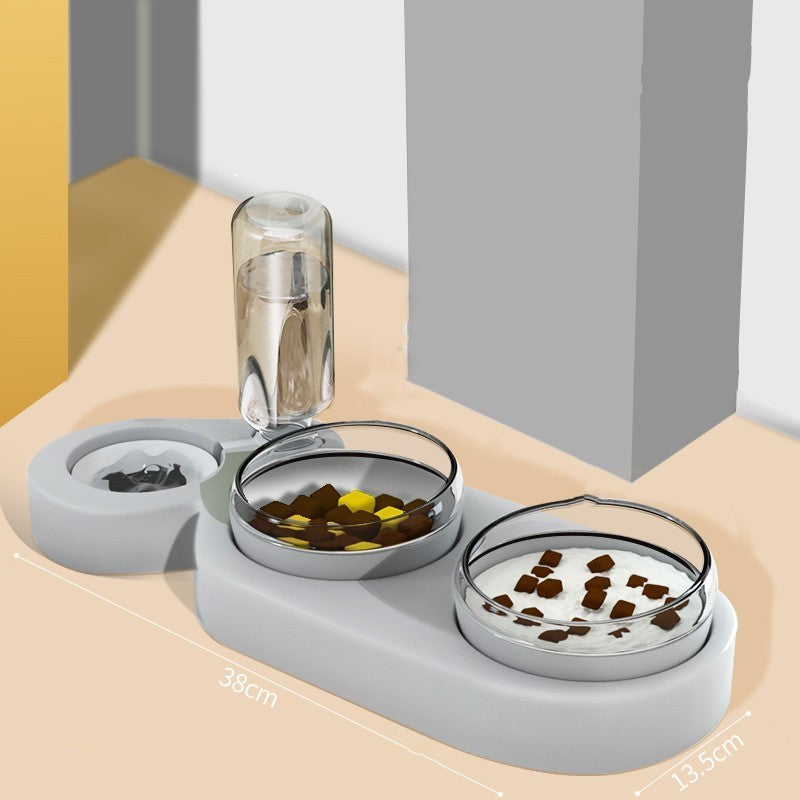 HKM-2136893 Automatic Pet Feeding Station with 2 Bowls and Water Fountain, Easy Clean Plastic, Multiple Color Options, 550ml Volume
