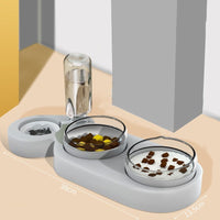 HKM-2136893 Automatic Pet Feeding Station with 2 Bowls and Water Fountain, Easy Clean Plastic, Multiple Color Options, 550ml Volume