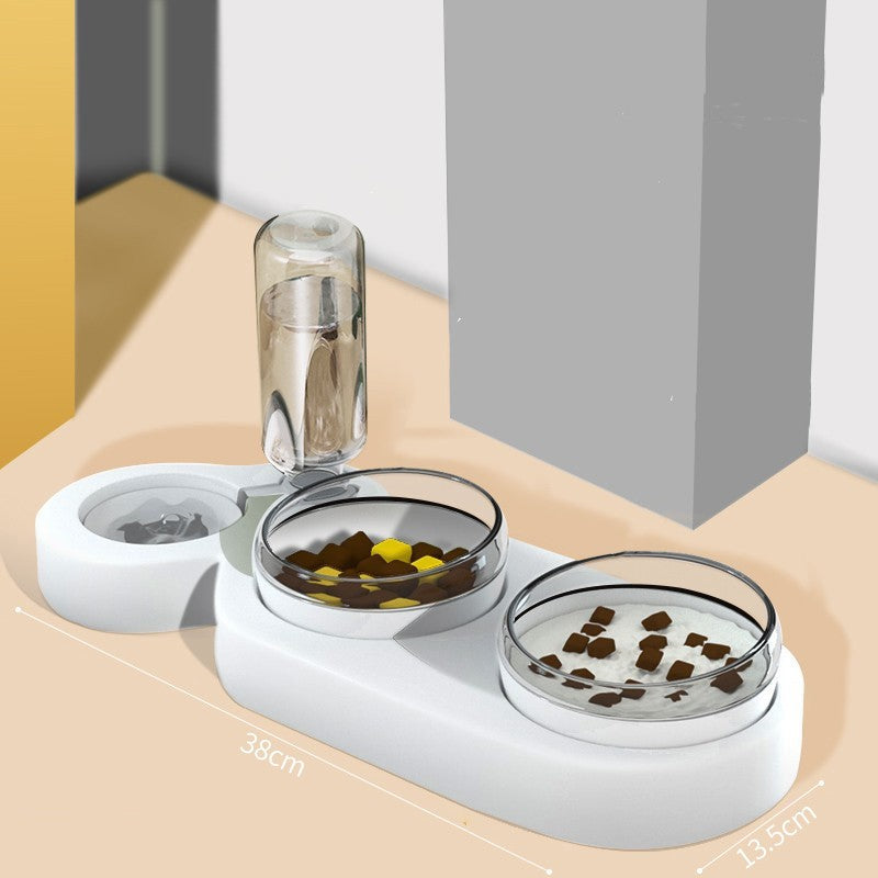 HKM-2136893 Automatic Pet Feeding Station with 2 Bowls and Water Fountain, Easy Clean Plastic, Multiple Color Options, 550ml Volume