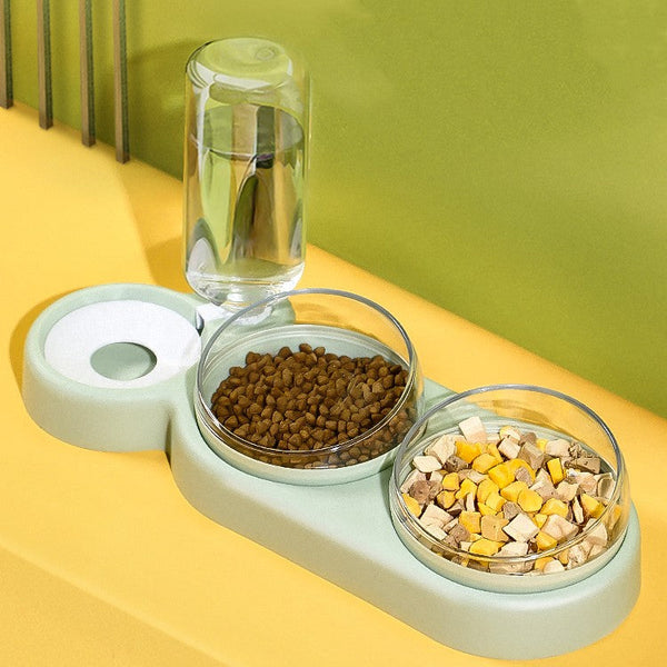 HKM-2136893 Automatic Pet Feeding Station with 2 Bowls and Water Fountain, Easy Clean Plastic, Multiple Color Options, 550ml Volume