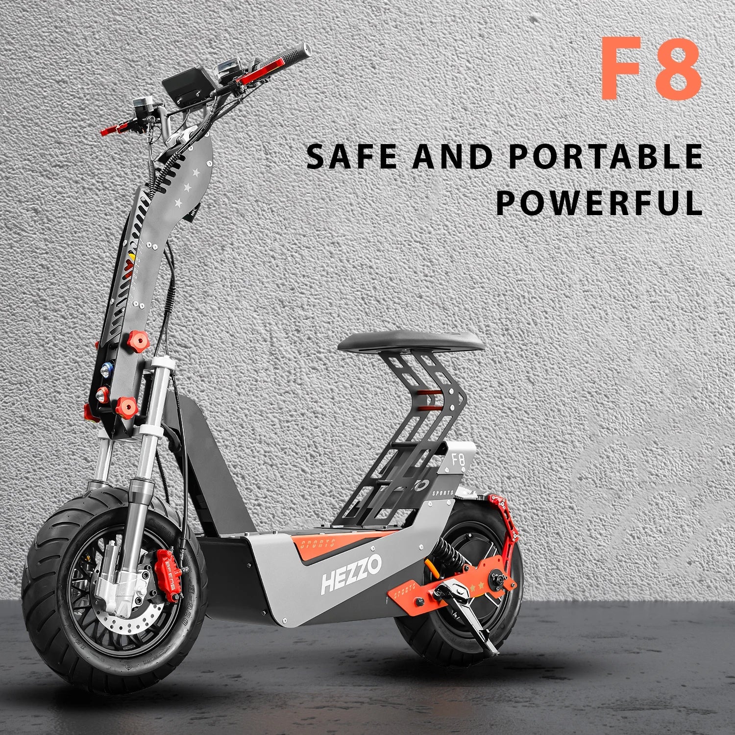 HKM-213715 Powerful 72V 10000W Electric Scooter F8 with 50Ah Battery, 93 Miles Range, Off-Road Tires, Foldable Design