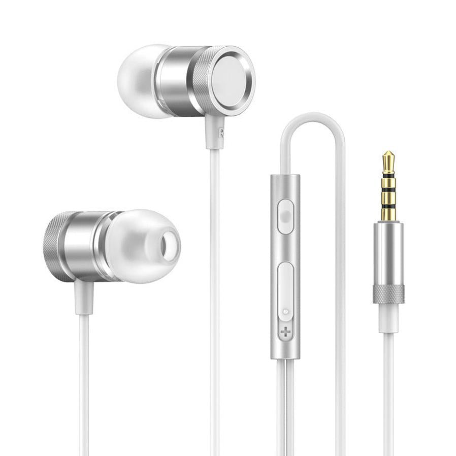 HKM-213843 Wired In-Ear Headphones with Heavy Bass and Microphone, 3.5mm Plug