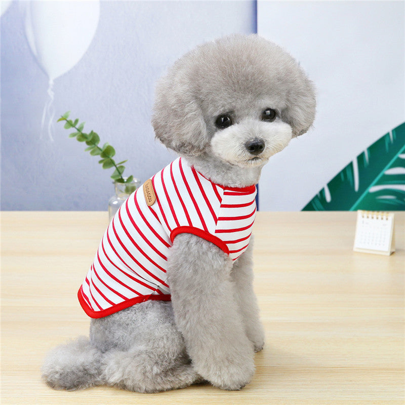 HKM-2138685 Casual Striped Vest for Pets - Lightweight Cotton with Multiple Color Options