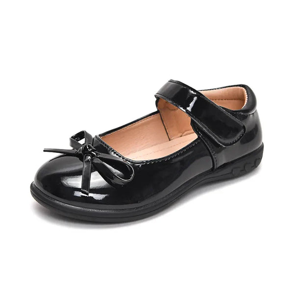 HKM-213907 Factory Price Wholesale Kids Teenager Student School Black Shoes Formal Uniform Leather Flat Design for All Winter Spring