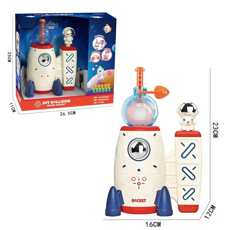 HKM-214035 Space Rocket Balloon Inflator with Accessories for Kids Birthday Parties