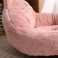 HKM-2140733 Cozy Cartoon Pet Bed for Dogs and Cats - Soft Cloth Nest in Cat Red and Gray